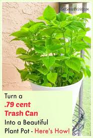 Diy A Trash Can Into A Large Flower Pot Planter Get Green Be Well