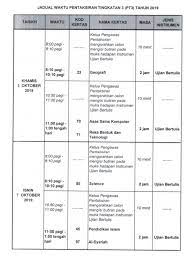 We did not find results for: Jadual Bertulis Peperiksaan Pt3 2019 Pentaksiran Tingkatan 3 Denaihati
