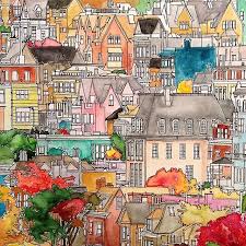 A few boxes of crayons and a variety of coloring and activity pages can help keep kids from getting restless while thanksgiving dinner is cooking. Fantastic Cities Coloring Book Completed Pages Inspiration