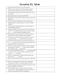 Chasing El Nino Worksheet For 9th 12th Grade Lesson Planet