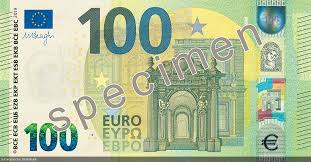 Nach dem druck sind die geldscheine innen noch feucht. 100 Euro Banknote Deutsche Bundesbank