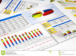 Sales Report In Statistics Graphs And Charts Stock Image