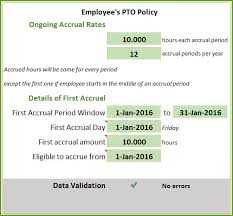 Pto Calculator Excel Template Employee Pto Tracker