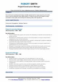 construction manager resume samples