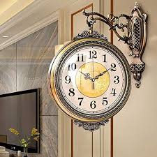 See store ratings and reviews and find the best prices on double sided retro double sided hanging wall clock ideal for living rooms, lobby, porch and corridor this beautiful clock with a scrolled wall mount is inspired. Wall Clock Double Sided Wall Clock Luxury Clock In Living Room Creative Home Bell Two Sided Clock Wall Wa Wall Clock Luxury Diy Clock Wall Oversized Wall Clock
