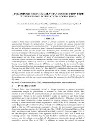 Has been fully committed on development of cleaning and automation solutions to over 100 companies worldwide. Pdf Preliminary Study On Malaysian Construction Firms With Sustained International Operations Che Maznah Mat Isa Academia Edu