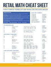 Space spanned by the rows of a: Retail Math Cheat Sheet Pdf Retail Math Cheat Sheet These Sample Formulas Are Based On The Data Below Abbreviations Sls Sales Could Be Unit Or Course Hero
