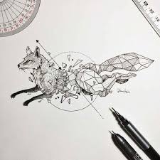 Disegni di animali nel più grande archivio di disegni da colorare: Wild Animals And Geometric Shapes Are Fused Together In Beautiful Drawings Idee Per Tatuaggi Volpe Geometrica Idee Per Disegnare