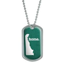 delaware de home state dog tag textured teal blue dog tag necklace teal blue dog tags