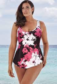 Beach Belle Petunia Sarong Front Swimsuit Plus Size Swimwear Women S Plus Size Swimwear Plus Size Swimsuits