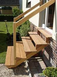 Learn the details in how to build a deck: Outdoor Wooden Stairs Giving Unique Warm Look To Modern Houses Outdoor Stair Railing Outdoor Stairs Exterior Stairs