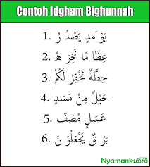 And idgham in terminology is confluence of a consonant letter with a vowel one, so these two letters become one letter, and pronounced as one letter with a weight of two letters. Idgham Bighunnah Pengertian Huruf Contohnya Lengkap