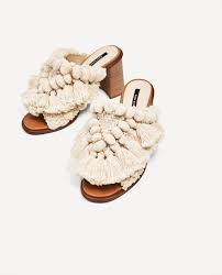 Zara Woman High Heel Mules With Pompoms Sandalet Topuklular Zara