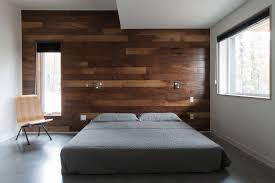 Walnut Wood Feature Wall Scandi Style Bedroom Concrete Floor Scandi Style Bedroom Solar Design Home
