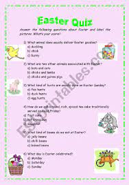 The secret is to discover questions that you understand the students will need to answer rapidly however that does not use up a great deal of time. Easter Quiz Esl Worksheet By Brainteaser