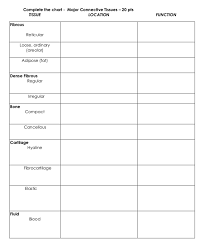 Solved Complete The Chart Major Connective Tissues 20