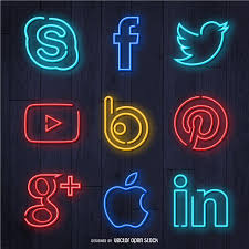 Neon Social Media Icon Set Free Vector Social Media Icons Vector Social Media Icons Media Icon