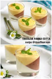 Tricolor Panna Cotta Mousse Recipe Chocolate Vanilla Mango Rice N Flour Panna Cotta Panna Cotta Recipe Recipes