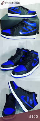 Jordan 1 Mid Se White Hyper Royal Black Smoke Grey Men S Shoe Air Jordan 1 Mid Men S Size 10 In 2020 Jordans For Men Air Jordans Jordan 1 Mid