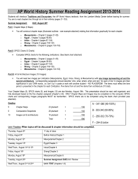 ap world history summer reading assignment 2013 2014