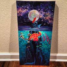 Use retangular marquee tool (m) to choose the top of this picture and drag it with move tool (v) onto the top of our main canvas: Mermaid Painting And Underwater Scene Acrylic On Canvas For Sale Facebook Com Kaleighsglover Mermaid Painting Mermaid Art Art