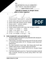 Pada contoh soal ulangan tengan semester (uts) / penilaian tengah semester (pts) mtk kelas 4 jenjang sd/mi semester 2/genap kurikulum 2013 tahun pelajaran 2019/2020 yang bisa anda unduh secara gratis. Soal Bangun Segi Banyak