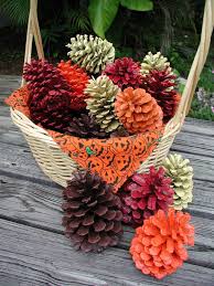 Basket Of Painted Pinecones Halloween Decoration Valentine Painted Pinecones Fall Crafts Diy Pine Cone Decorations