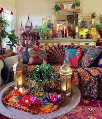 This Front Room Made By Vintage Material And Embellishments Is A Real Example Of Hippie Bohemian Living Room Decor Bohemian Living Rooms Bohemian Living Room