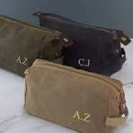 Personalised Embroidered Mens Canvas Wash Bag with Strap Black, Green Or  Sand- Mens Toilet Bag Embroidered with Initials