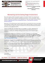 Homeadvisor's pest control cost guide gives average prices to hire a bug exterminator. Maintaining Service In Stage 4 Restrictions Dawson S Australia