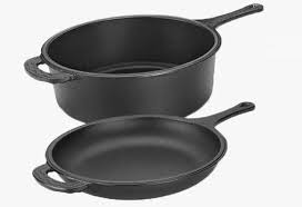 Jogo 3pc Panela De Ferro Fundido Cacarola E Frigideira Multiuso Tampa De Vidro Panelas De Ferro Fundido Ferro Fundido Ferro