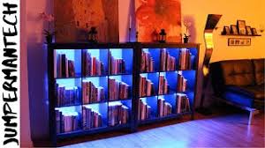 How To Install Led Strip Lights Under Bookshelf Led Bookshelf Lighting Diy Youtube