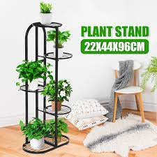 5 Tier 6 Potted Metal Shelf Plant Stand Flower Pot Holder Plant Display Rack For Home Garden Corner Balcony Decor Indoor Outdoor Black White Coffee Walmart C Flower Pot Holder Plant Stands Outdoor Plant