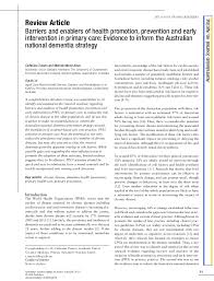The ultimate aim of the program is to improve the organizational health of participating employers and certified trainers, with an emphasis on strategies to reduce chronic disease and inju. Pdf Barriers And Enablers Of Health Promotion Prevention And Early Intervention In Primary Care Evidence To Inform The Australian National Dementia Strategy Melinda Martin Khan Academia Edu