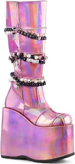Amazon.Com | Demonia Women'S Neptune-100 Ankle Boot, Pink/Silver, 4 | Boots