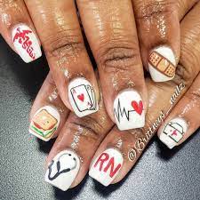 Happy Nurses Week Please Call Text To Make Appointments Before 9pm I Do Not Discuss Or Confirm Appoi Nurse Nails Graduation Nail Designs Graduation Nails