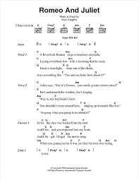 I'll tell you my sins and you can sharpen your knife. Romeo And Juliet Guitar Chords Lyrics Print Sheet Music Now