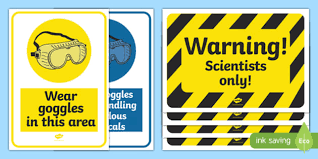 This is a collection of free laboratory safety signs you can take and print. Science Lab Role Play Warning Sign Templates
