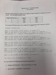 Solved Specification 03 Calculating Postage Prof Lambias