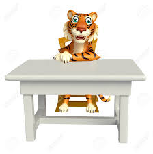 3d Rendered Illustration Of Tiger Cartoon Character With Table Stock Photo Picture And Royalty Free Image Image 54063014