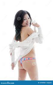 Asian Woman Wearing a Colorful Thong Isolated on a White Background Stock  Image - Image of panties, nude: 14769959