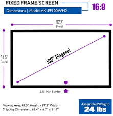 If you have read our how to select a projector screen guide, you most likely have a good idea how to go about selecting a projection screen.one of the essential steps is determining which size screen you need. 100 Inch Projector Screen 16 9 Fixed Frame Black Projector Screen 8k 4k Ultra Hd 3d