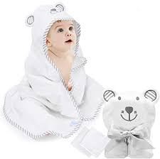 You can add a border along the large bath towel, or iron an appliqué to the back. Amazon Com Eccomum Baby Hooded Towel Organic Bamboo Baby Bath Towels For Toddlers Ultra Soft Super Absorbent Thick Large 35 X 35 Cute Ear Design 2 Washcloth Perfect Baby Shower For Boys And