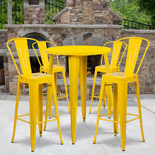 Shop webstaurantstore for fast shipping & wholesale pricing! 30 Round Yellow Metal Indoor Outdoor Bar Table Set With 4 Cafe Stools Restaurant Furniture Org