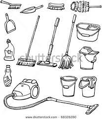 Cleaning Equipment Set Of Housekeeping Tools Hand Drawn Illustration Converted To Vectors Cleaning Equipment How To Draw Hands Gardening Tools Illustration