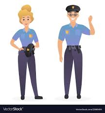 Two Smiling Cute Police Officers Man And Woman Vector Image On Vectorstock Police Officer Police Police Women