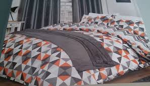 Yellows and grays are one of the trendiest and most popular color pairings in both fashion and interior design. Retro Double Size Duvet Cover New Orange Grey Geometric Pyramids Triangles In Home Furniture Diy Bedding Bed Linens Sets Bedding Sets Bed Linen Sets Bed