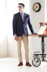 Black Blazer Khaki Pants Brown Shoes Get This Look For 217 Light Blue Dress Shirt Khaki Dress Pants Navy Blazer