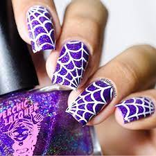 Jack o'lantern simple nail art. Whats Up Nails Spider Web Vinyl Stencils For Halloween Nail Art Design 1 Sheet 12 Stencils Amazon De Beauty