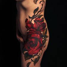 Painful Pleasures Tattoo By Joshuatenneson Roses Rosetattoos Flower Thigh Tattoos Hip Tattoos Women Rose Tattoos
